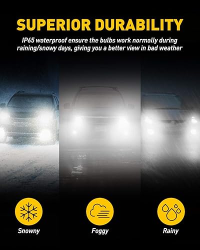 Miniatura 7 de AUXITO Bombilla LED antiniebla 9145 9140 H10 sin ventilador, 6000 lm por juego, 6500 K blanco frío, chips LED CSP, bombillas antiniebla o reemplazo