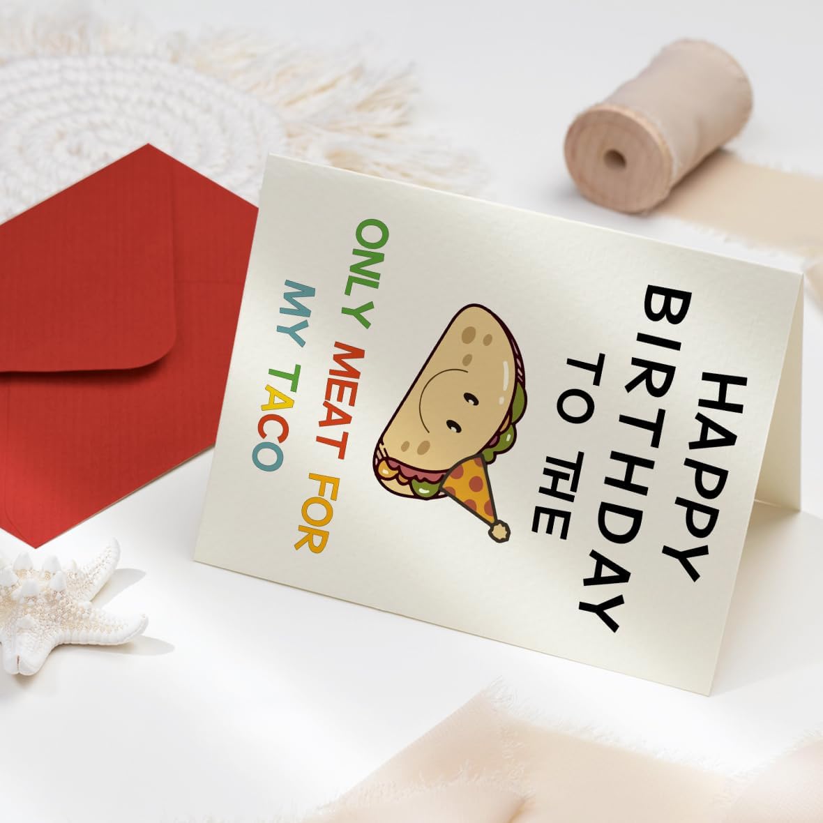 Funny Husband Birthday Card from Wife, Taco Pun Happy Birthday Card, Birthday Gift for Husband & Men, Boyfriend Birthday Card, 5.3x7.1, Blank Inside, Envelope & Seal Sticker - Image 4