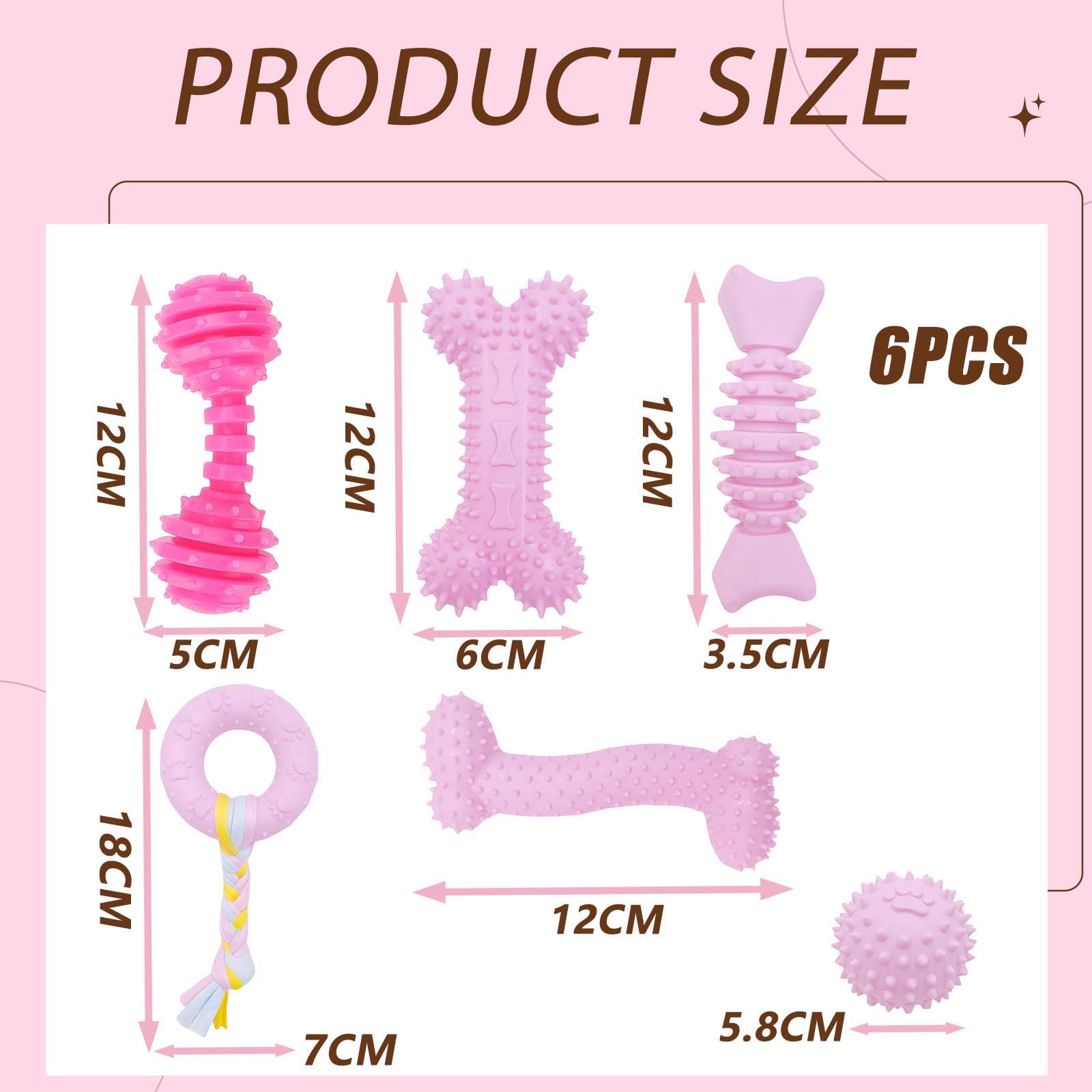 Pddenality 6 PCS Pink Chew Toys for Dogs Set Durable Dog Toys, Dog Chew Toy - Image 2