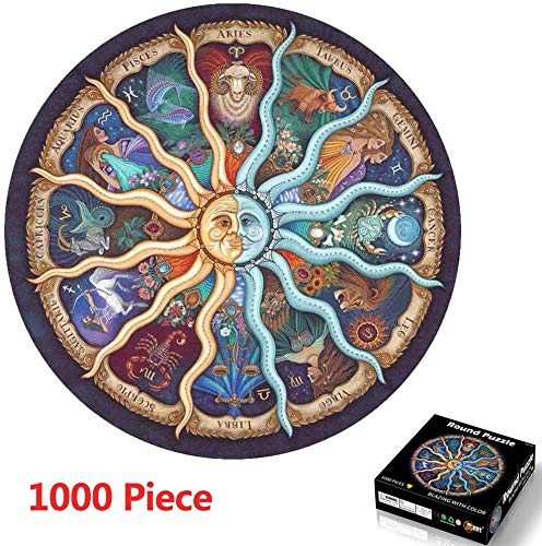 1000 Piezas Redondo Puzzle,Rompecabezas De Círculo De 1000 Piezas,de Gradiente Difícil y Desafiante Juguete,Grande Educativo El Alivio del Estrés Juguete Relajante Juego Divertido para Adultos Niños