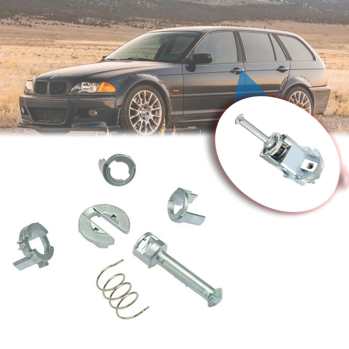 Zamek do drzwi, cylinder do drzwi, zestaw naprawczy cylinder zamka drzwi, cylinder, części zamienne przód lewy prawy do serii 3 E46 Sedan Touring Coupe Cabrio 19908-2005 51218244049