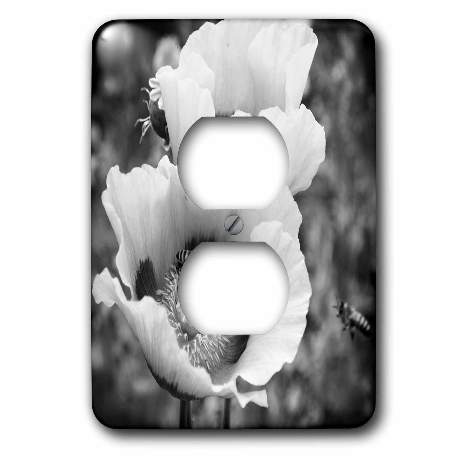 Photo noir et blanc d'abeille et coquelicot 3D Rose lsp_252495_6 plaque double prestige