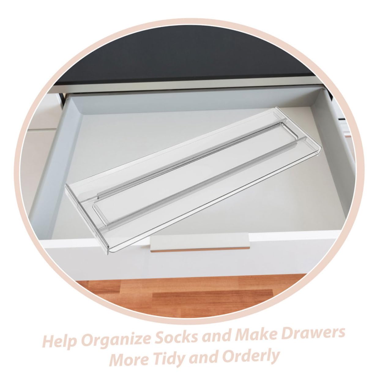 8piezas Divisores De Cajón Ajustables Organizadores Transparentes Expandibles Para Almacenamiento De Ropa Calcetines y Ropa Interior Cocina Oficina y Dormitorio
