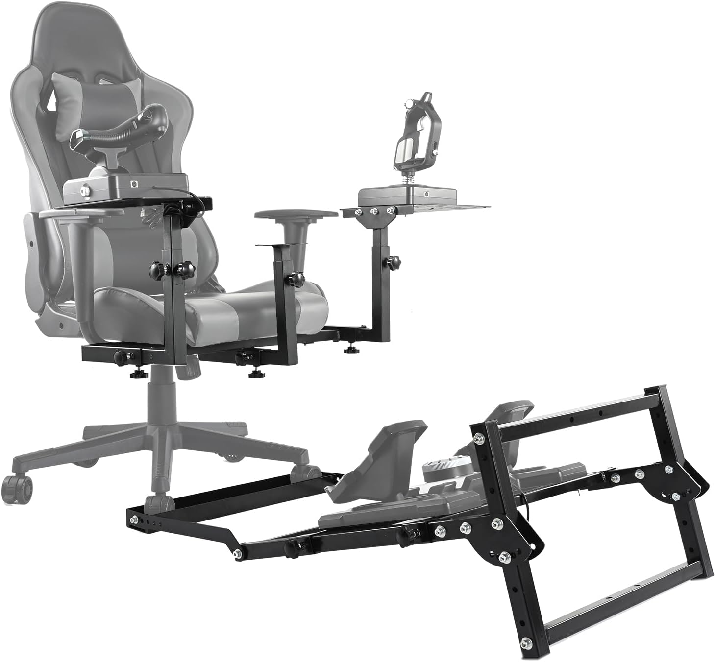 Minneer Flight Racing Bracket Compatible with Logitech X56 X52 /Thrustmaster A10C Hotas Warthog Adjustable Foldable Paired with Gaming Chair(Include Joystick Bracket Base + Joystick Bracket)