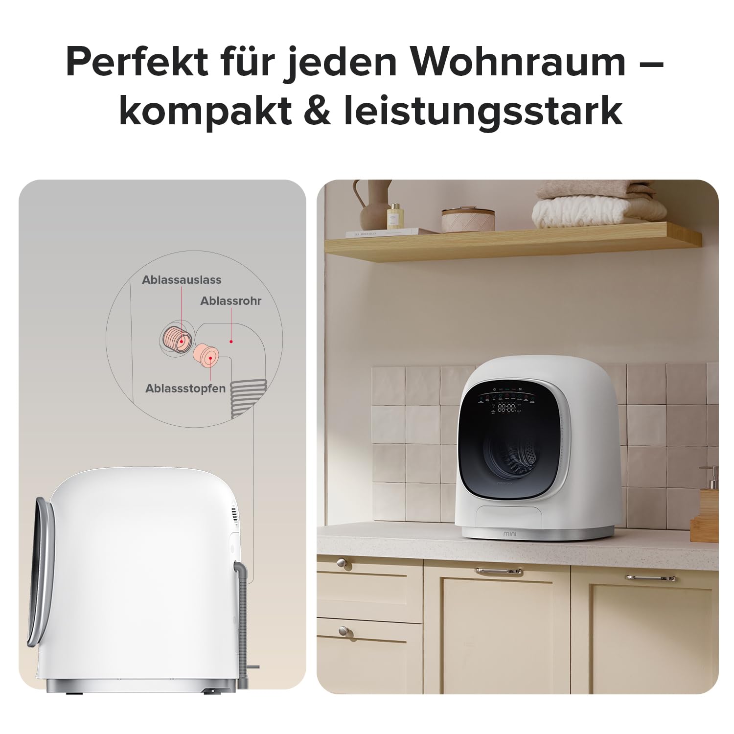 Roborock Zeo Mini Waschtrockner 1 kg Waschen 0,5 kg Trocknen Zeo-cycle Niedertemperatur-Trocknung LintClear Selbstreinigungssystem Intelligente Dosierung 20+ Programme