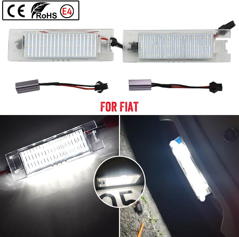 2PCS LED Number License Plate Light Compatible with F-iat Bravo Argo 2017-2019 Grande Punto Evo Siena 500L Doblo Croma Marea Tail Lamp Canbus