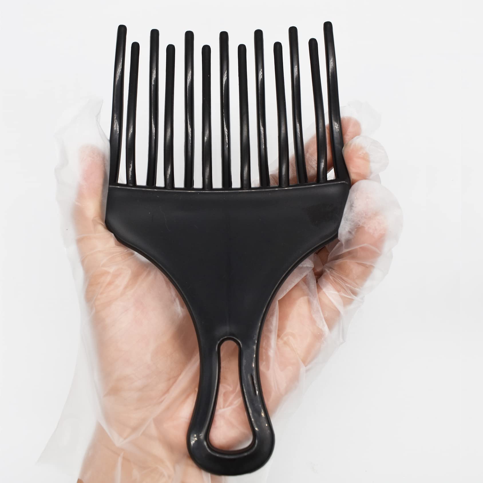 Professional Afro Pick Comb - Wide Tooth Detangling Hair Fork Comb for Men Women Barber Salon (L), Black - Image 4