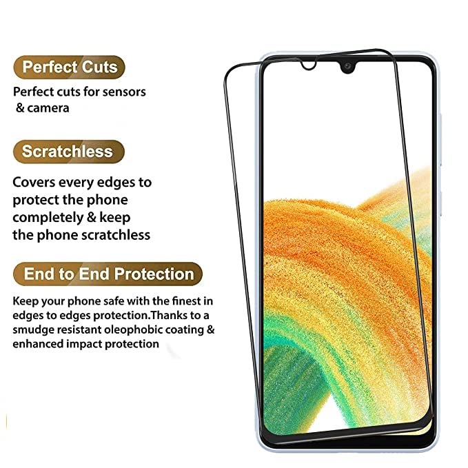 Image of Screen Protector for Samsung Galaxy A33 5G (Black) Tempered Glass Edge-to-Edge 6D Screen Guard With Installation Kit