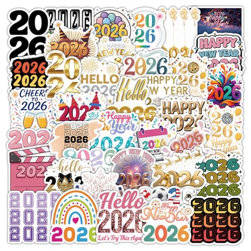 50PCS 2026 Stickers New Year Stickers