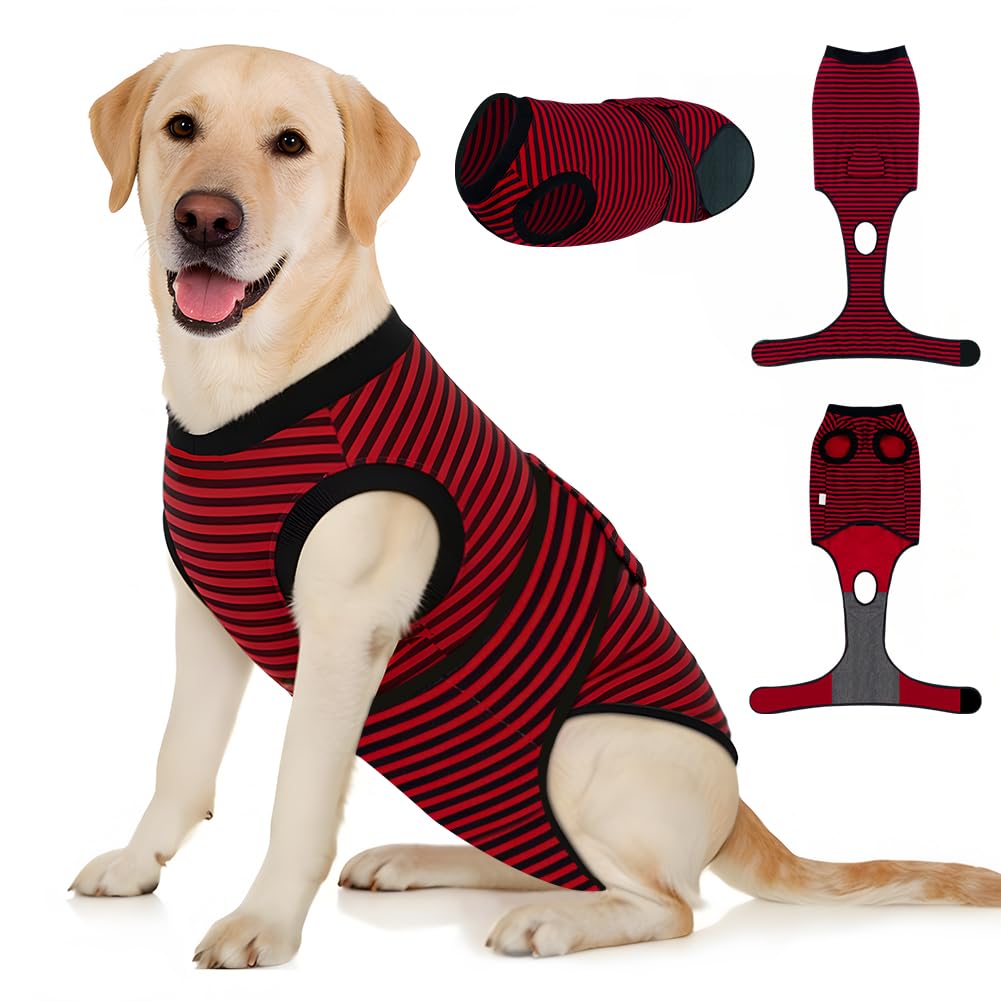 AUYAO Dog Recovery Suit Dog Surgery Bodysuit Anti-Licking Puppy Medical Surgical Suits Abdominal Wounds Protector Male Castration Onesie Post Op Dogs Surgery Shirt Pet Cone E-Collar Alternative(XL)