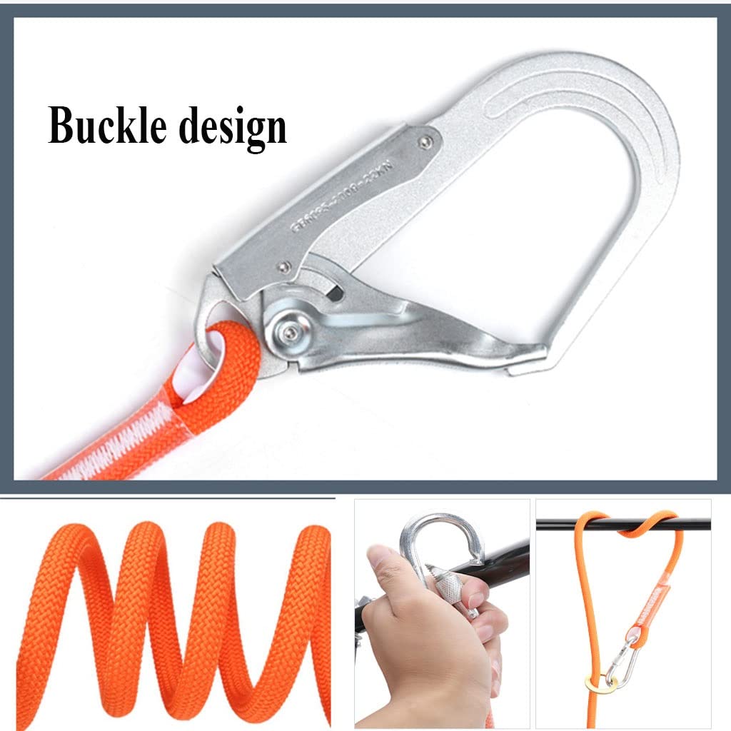 SwaYve Arnés de Protección Contra Caídas, Kits de Arnés de Seguridad, Cinturón de Seguridad de Cuerpo Completo, para Escalada, Montañismo, Rescate Contra Incendios, Rapel/Single Hook/2M