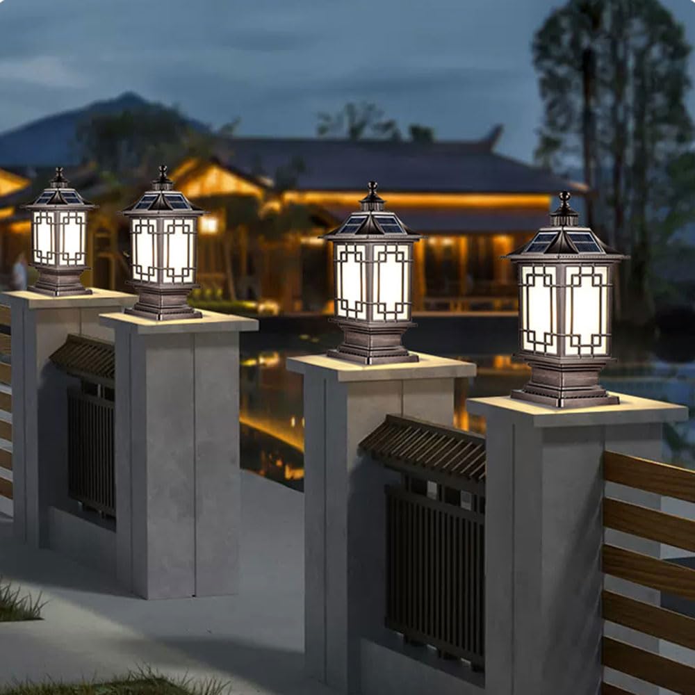 Lampada A Colonna Solare Impermeabile Per Esterni, Ideale Per Giardino