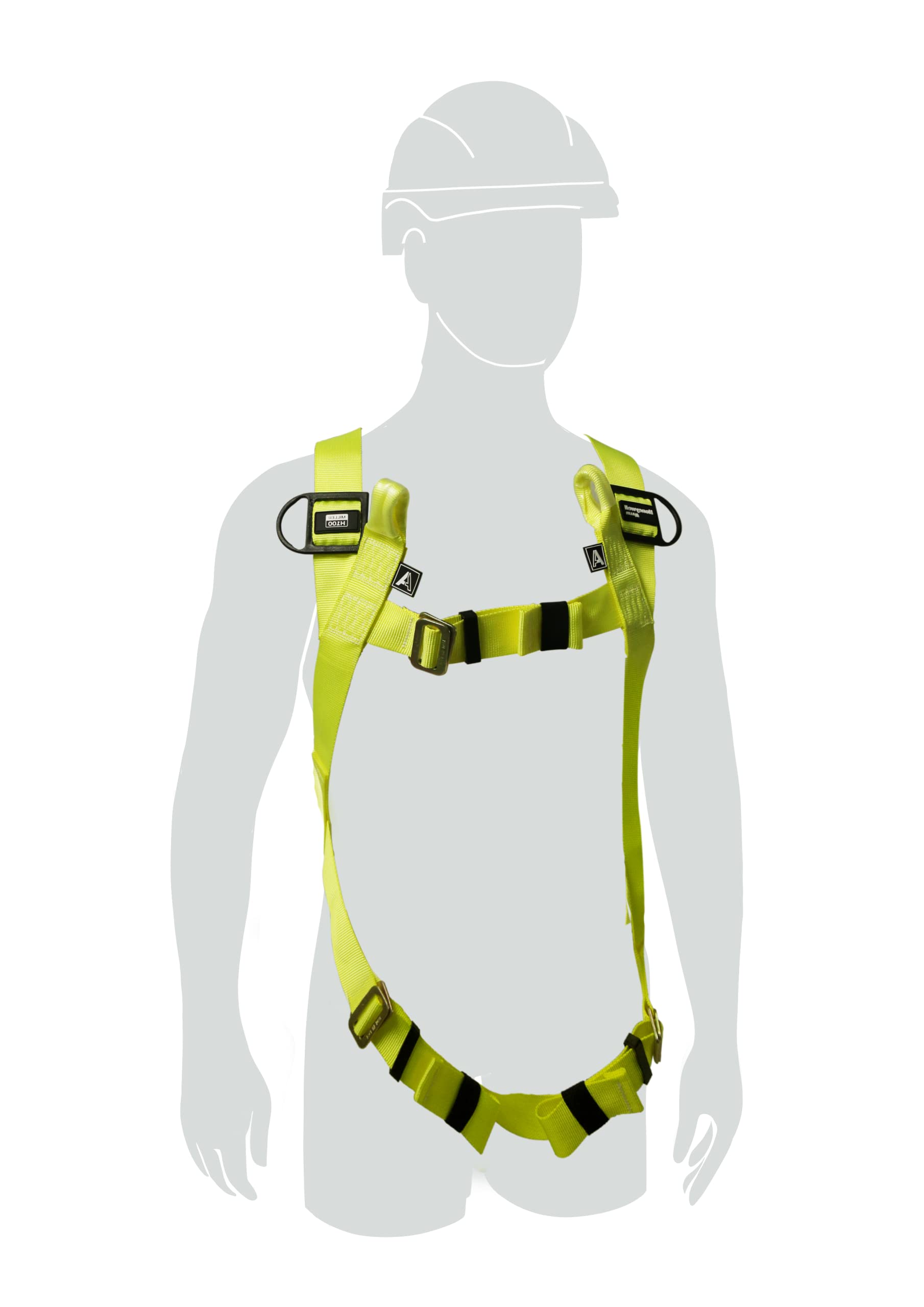 Miller H100 Arnés de Seguridad de 2 Puntos, Talla Única, Adecuado para la Construcción, Ligero (0.8 kg), Hebillas de Acoplamiento de Pecho y Pierna, Clasificado hasta 140 kg, Amarillo, 1036294