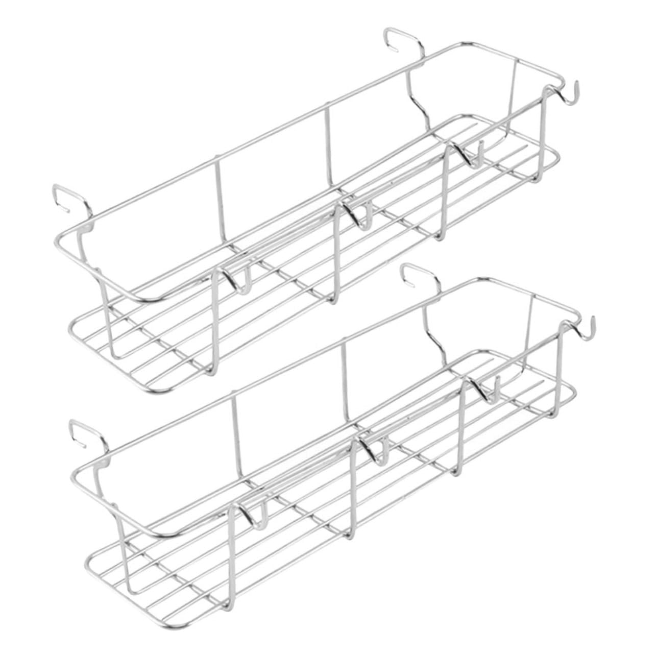 CIMAXIC 2Pcs Stainless Steel Grill Basket Organizer for Barbecue Tools Durable Hanging Storage for Seasoning Bottles for Outdoor Cooking and Grilling Accessories