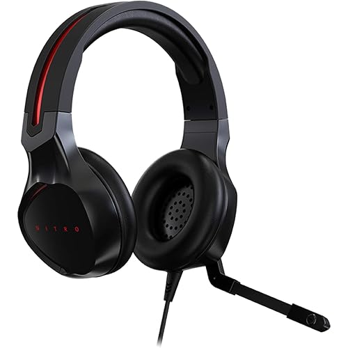 Acer Nitro Gaming Headset with Flexible Omnidirectional Mic, Adjustable Headband, Black