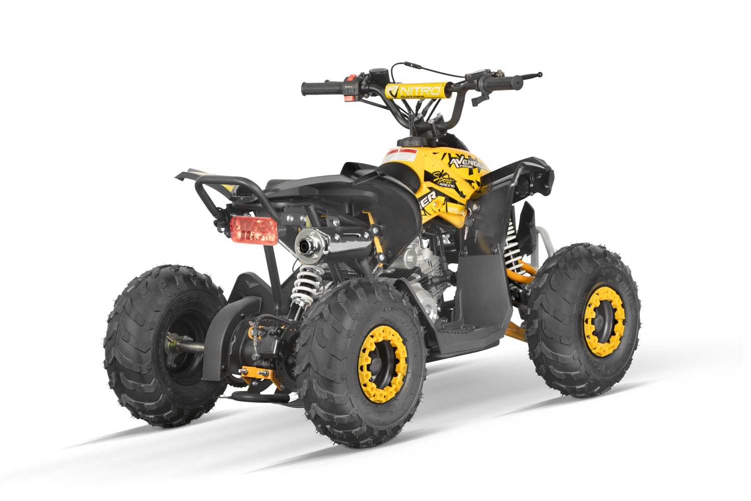 Avenger Prime 125cc Midi Kinderquad Quad ATV 6 Zoll Automatik Rueckwärtsgang E Start LED Licht Daumengas Drossel (Blau)
