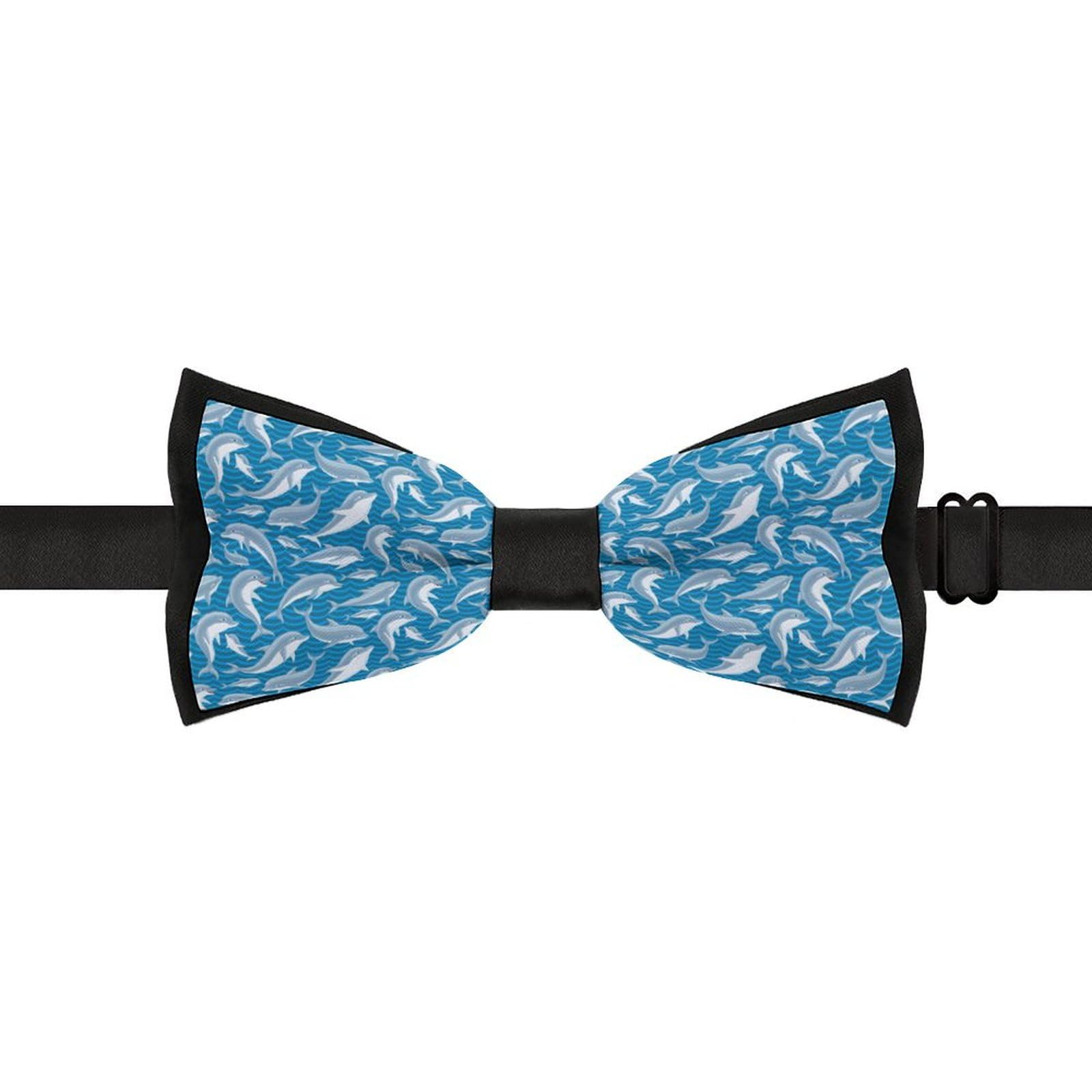 GoasNei Cute Animal of Dolphin Pattern Bow Tie for Men Adjustable Necktie Funny Tie Neck Ties for Weddings Party