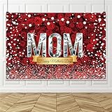 Renaiss 7x5ft Happy Mother's Day Backdrop Banner Red Rose Flowers Diamonds Love Mom Photography Background for Photoshoot Kids Woman Portrait Mother's Day Party Decors Photo Studio Booth Props