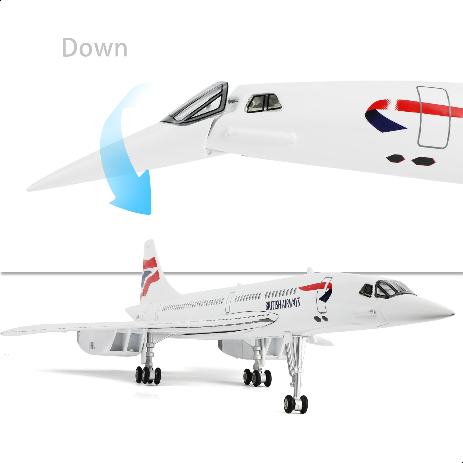 Amazon.com: QIYUMOKE 1/125 Large Scale Concorde British Airways