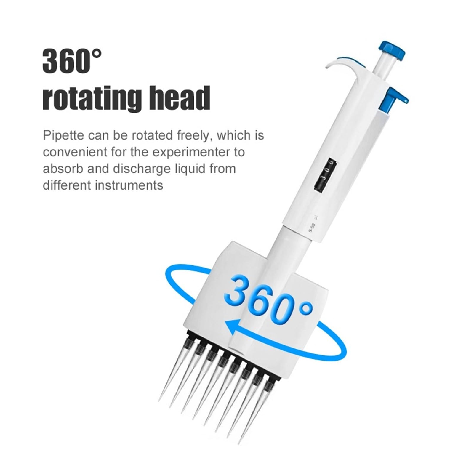 1PC Mehrkanalpipette Präzise und kalibrierte Mikropipette Mechanisch einstellbares Volumen Pipette 8/12 Kanäle Zur Prüfung der Wasserqualität(12 Channels 0.5-10ul)