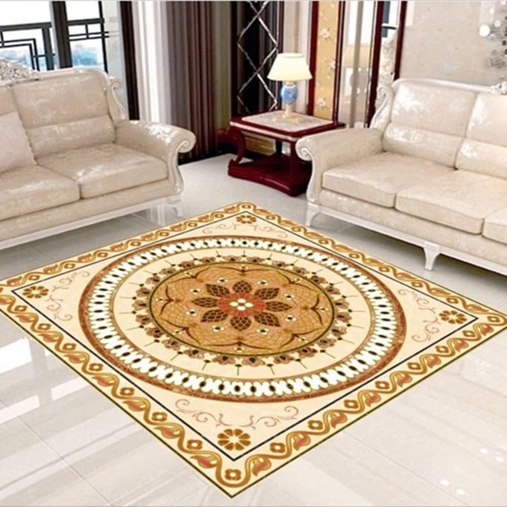 Modern Abstract Area Rug 3D Stereo Dragon Floral Pattern Luxury Decor Rugs for Farmhouse Bedroom Living Room Kitchen Runner Mat Non Slip Indoor Outdoor Doormat 2' X 2'/Yellow
