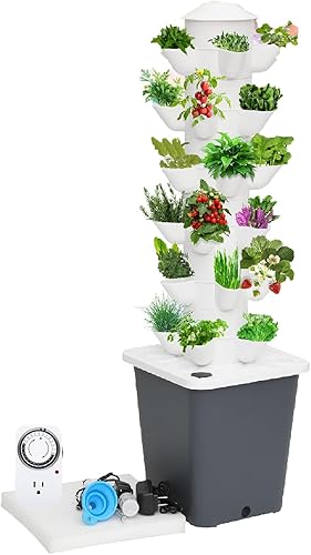 Hydroponics Tower Garden,Hydroponic Growing System,30 Pods Hydroponics Tower Garden Hydroponic Growing System Aeroponics Growing Kit for Herbs for Herbs, Fruits and Vegetables