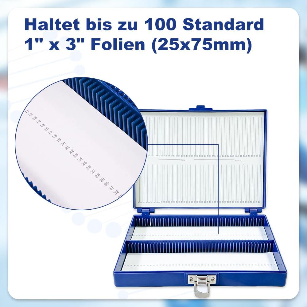 30 Stück Objektträger Mikroskop Box, Objektträger Aufbewahrungsbox, Box für Objektträger, Objektträger Kasten, Präparatekasten Mikroskop für 100 Objektträger, Schaumstoffeinlage