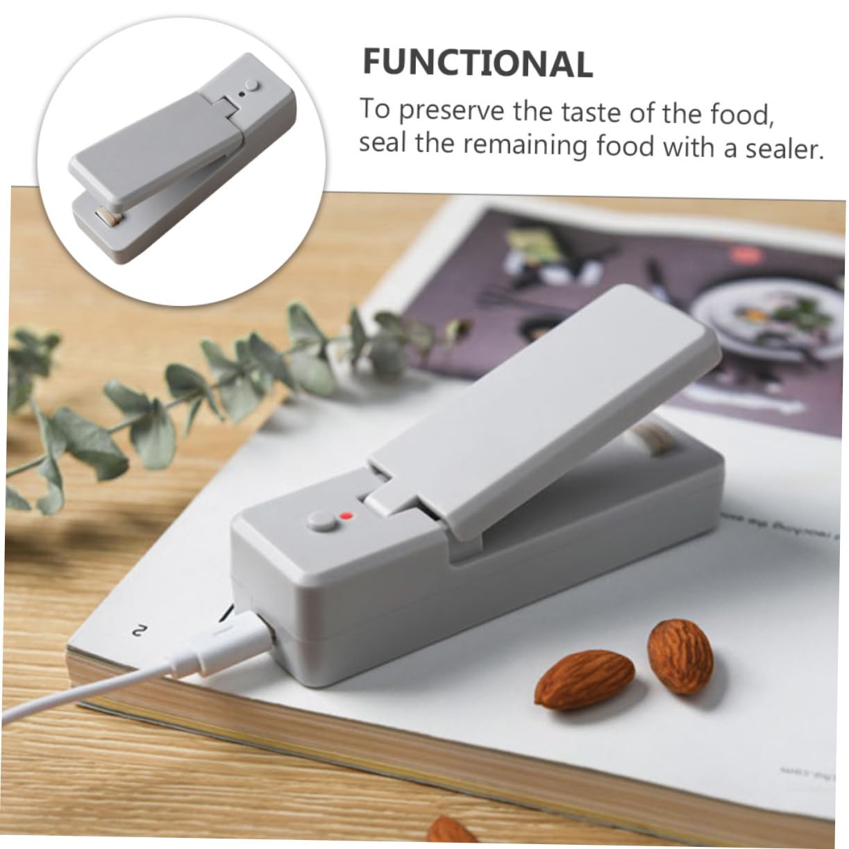 CIYODO Portable USB Rechargeable Heat Sealer Machine Food Bag Sealing Device for Snacks Convenient and Sealing for Home Use for Keeping Food Fresh