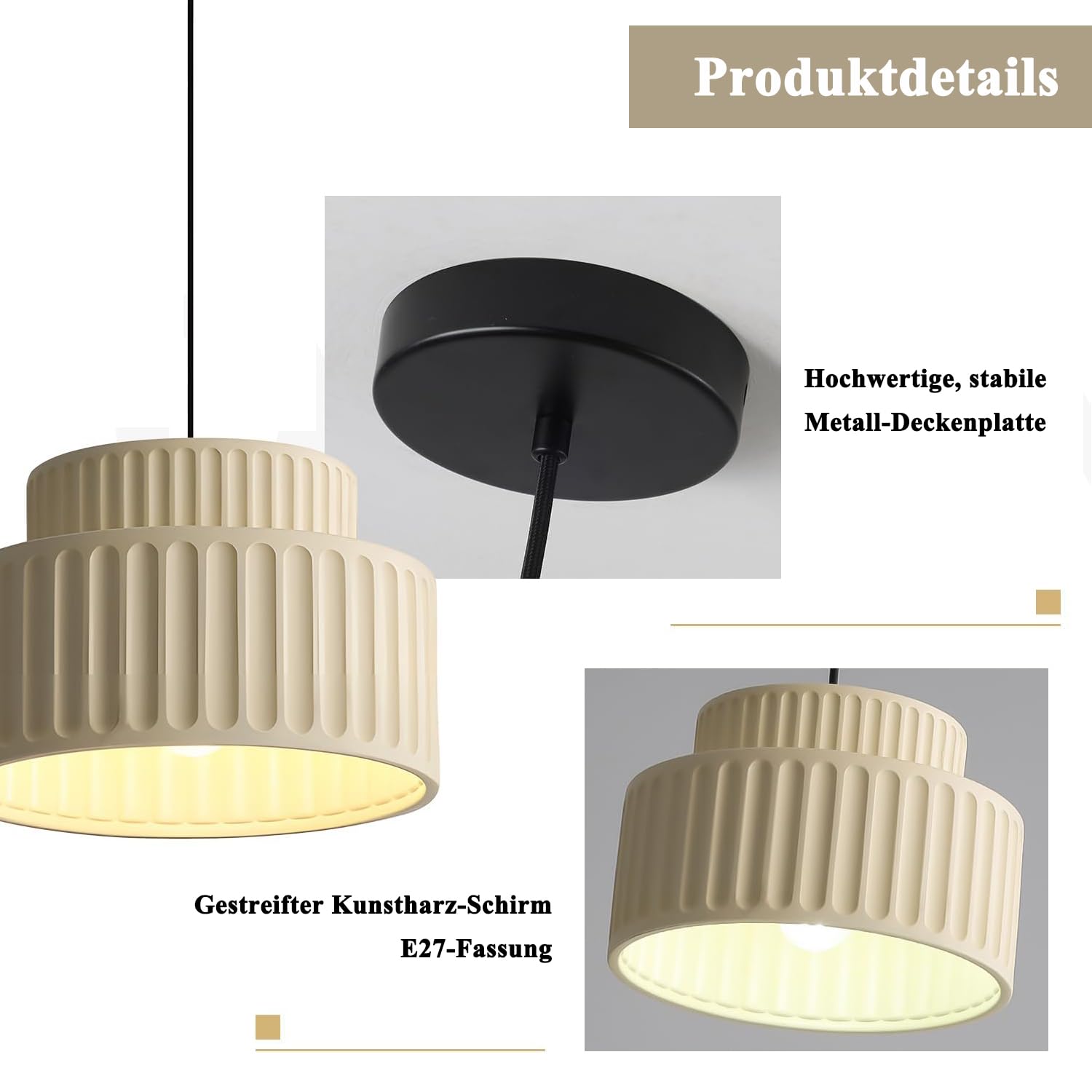 KCO Pendelleuchte Milchweiß Ø23cm für Esszimmer & Kücheninsel, 150cm Höhenverstellbar, E27 Harz Hängelampe Modern