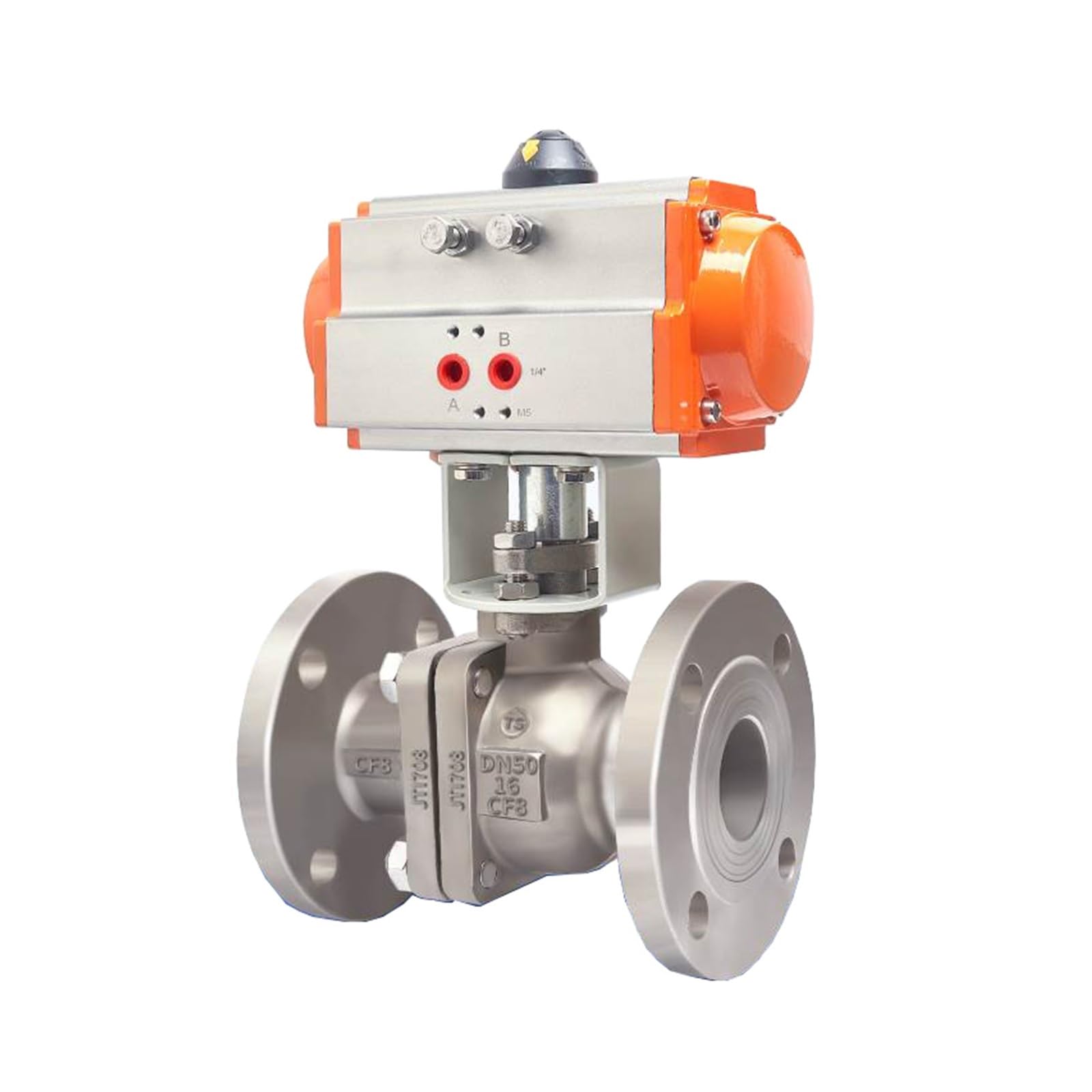 2" Pneumatic Flanged 304 Stainless Steel Ball Valve Single Acting Cylinder Steam Flange Ball Valve