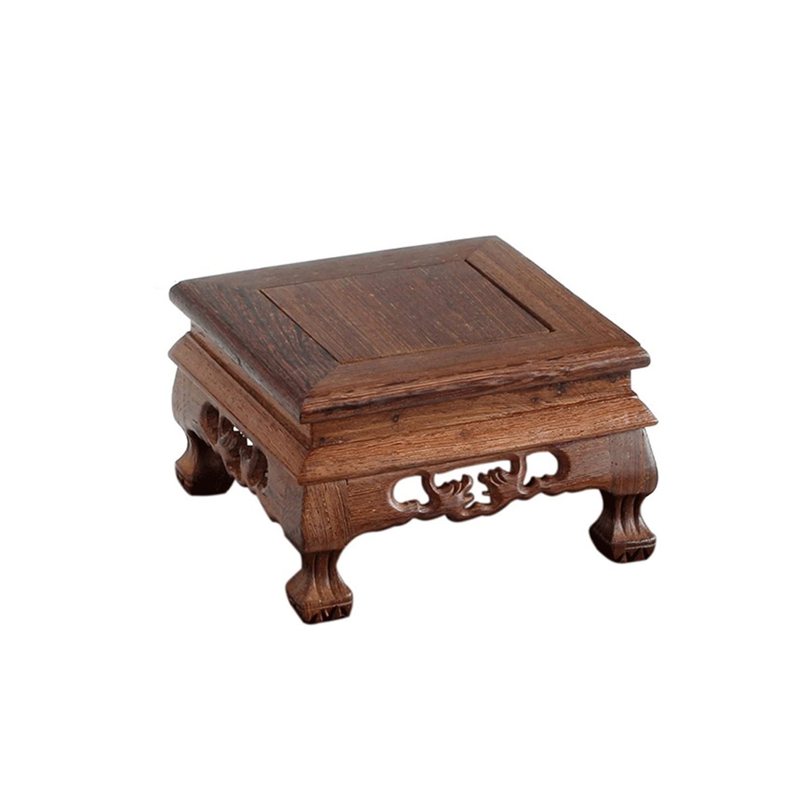 SnamicE Plant standPlant Pedestal Stand, Wood Carving, Square vase, Decorative Pedestal, Wooden Flower Pot Holder, Display Stand, Pedestal Stand f,A-Medium