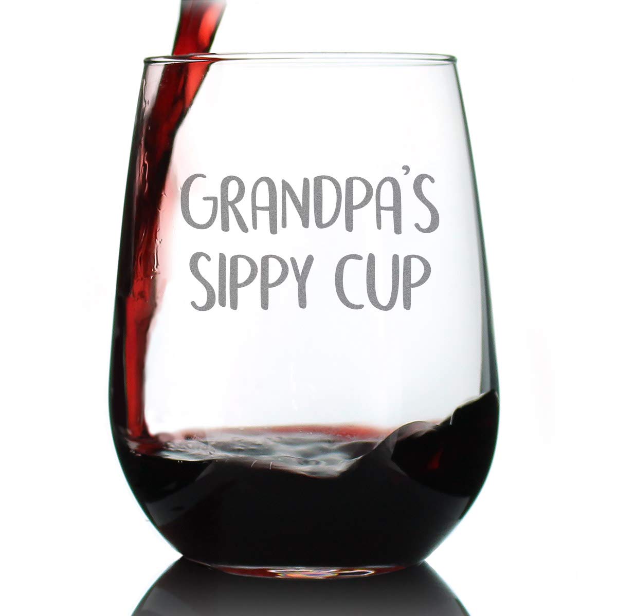 Bevvee Grandpa's Sippy Cup - Stemless Wine Glass Gift for Grandfathers - Fun Birthday Glasses - Large