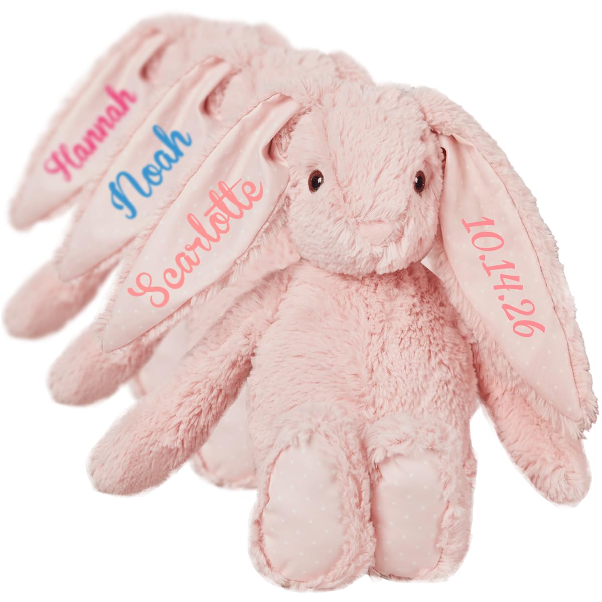 Personalised Teddy Bear Bunny - Customised Bunny Babies Newborn Gift New Baby Shower Present Birthday Gifts For Girls Keepsake Rabbit Christening Easter Soft Toy for Daughter Cuddly Toy - Pink