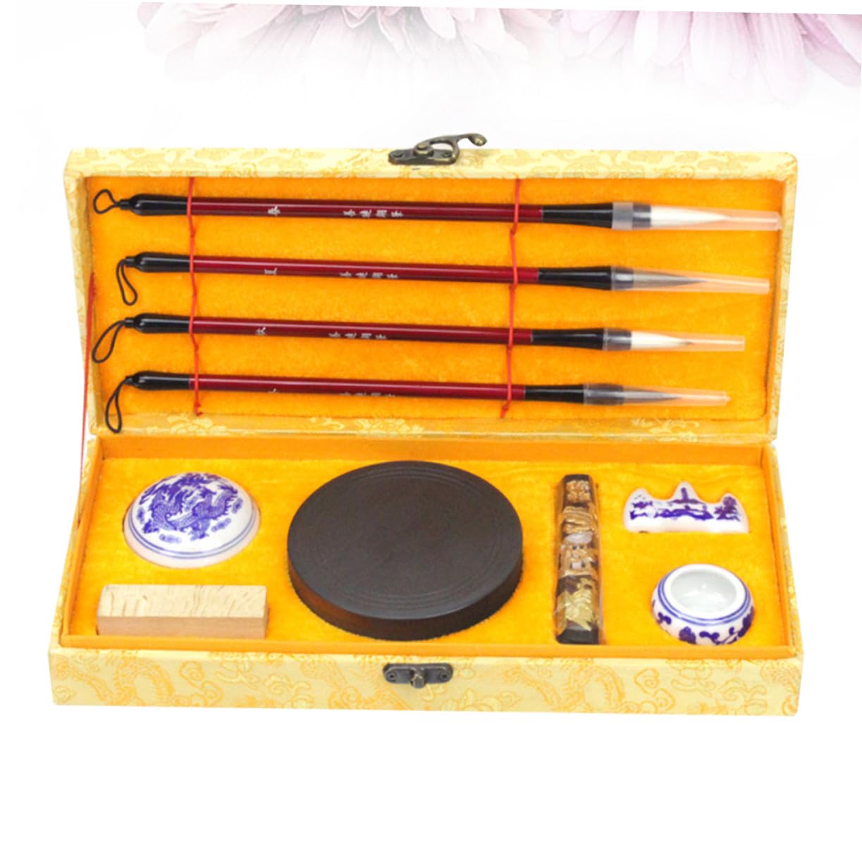 LIFKOME Calligrafia Cinese Tesori con Pennello Scrittura Carta Kit Completo per Principianti e Amanti Calligrafia Materiali Autentici per Studio Artistico