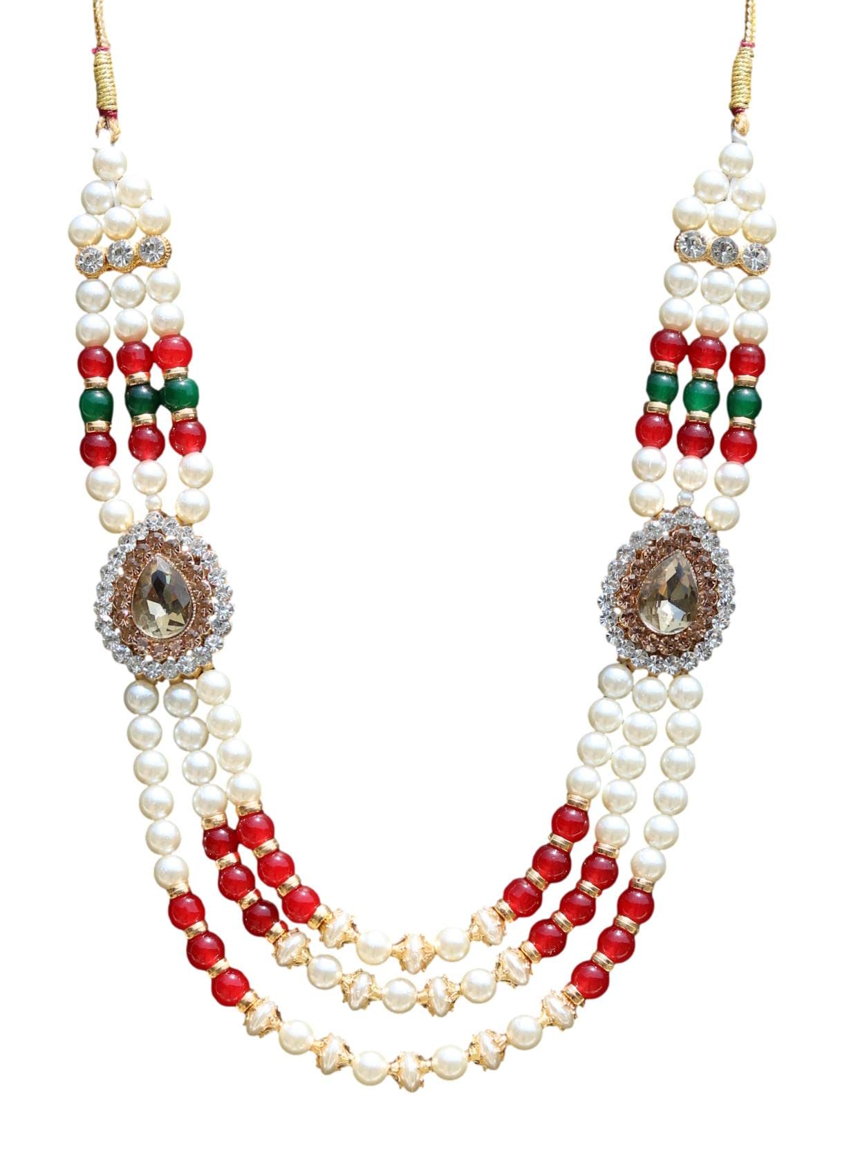 Geetanjali Crafts Handmade Kids Necklace Sherwani Kids Mala With Pearls, Stone & Studded AD(American Diamond) Necklace Jewellery 7801 (B0C5579S9G) Amazon Price History, Amazon Price Tracker