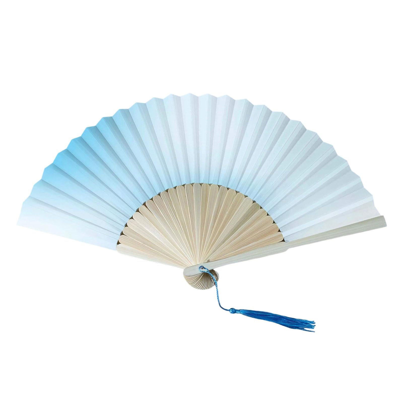 Kalttoy Stylish Gradient Folding Fan Chinese Styles Frame Hand Fan with Tassels for Cooling and Artistic Display Decors Hand