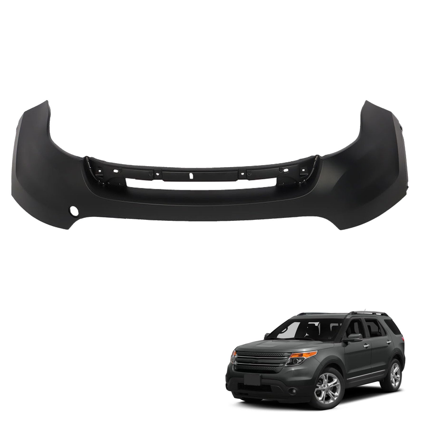 munirater Primed Front Bumper Cover Without Park Assist Holes Replacement for 2011 2012 2013 2014 2015 Explorer BB5Z17D957APTM FO1014109