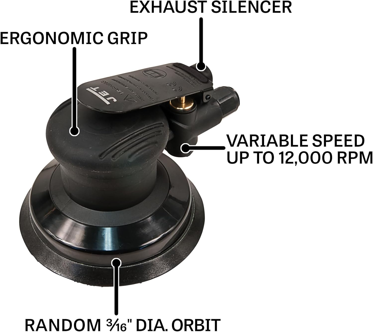 JET 5-Inch Pneumatic Random Orbital Palm Sander, 12000 RPM (Model JAT-730)