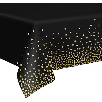 Party Tablecloths Black Disposable Tablecloth with Gold Polka Dot Garden Tablecloths Pack of 3 Rectangular Table Cloth 274 x 137 cm Table Decoration for Birthday Picnic Weddings Graduations