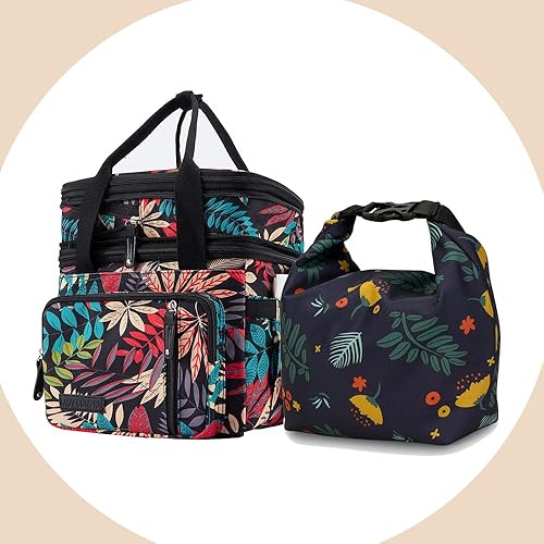 MOV COMPRA Movcompra - Lonchera aislada para adultos para el trabajo + bolsa de aperitivos aislada, bolsas reutilizables para sándwiches y