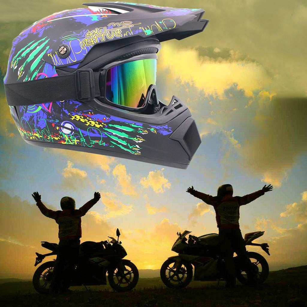 All'aperto Sport Casco da Motocross, con Occhiali Guanti Maschera, Gioventù Bambini Integrale MTB Enduro Moto Caschi, Discesa BMX ATV Quad Bici da Sporcizia Casco