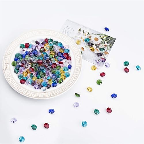 Miniatura 7 de H&D 100 piezas de cristal transparente de 0.709in, 2 agujeros, cuentas octagonales, lámpara de araña de cristal prismas para colgar piezas
