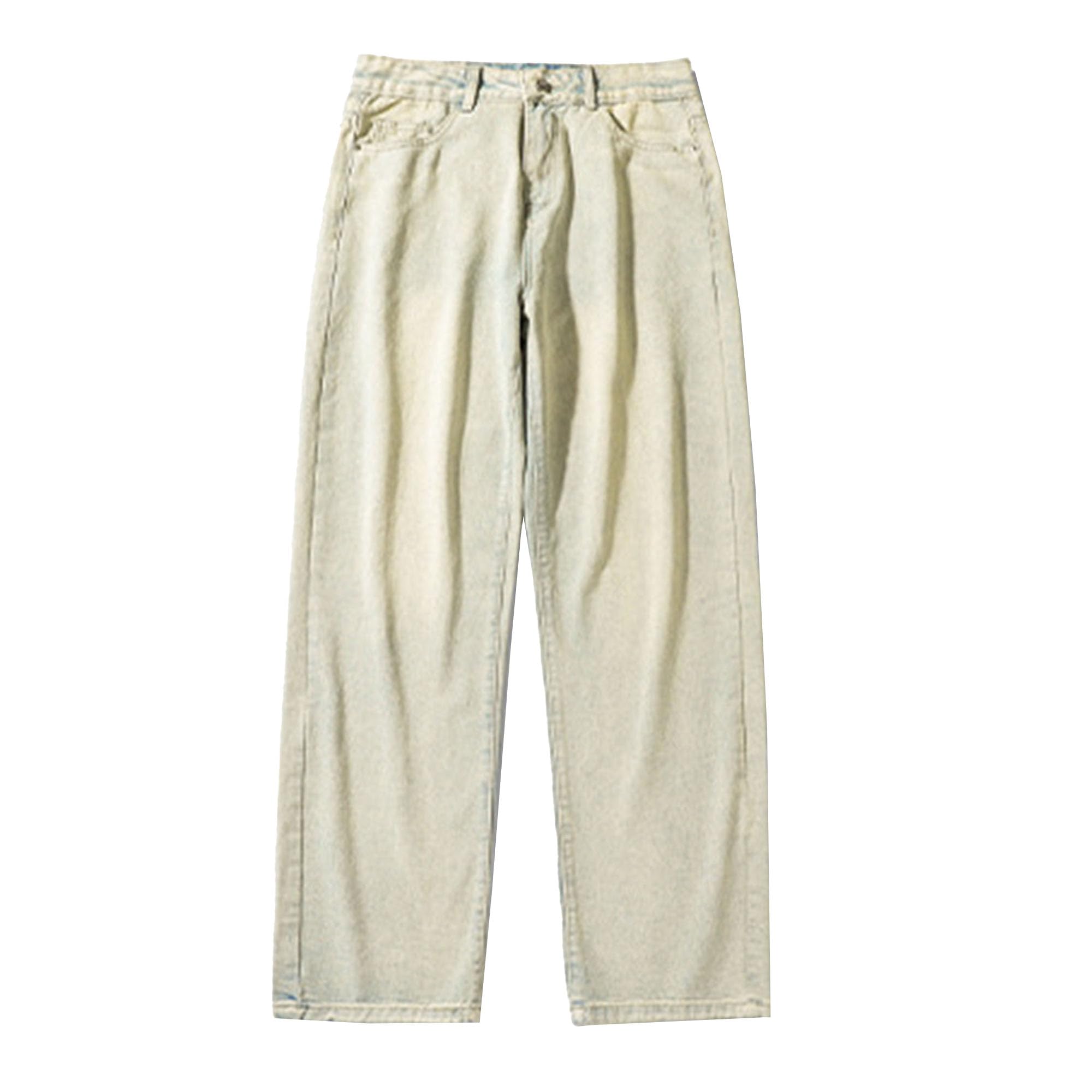 Baggy Jeans Mens Straight Wide Leg Casual Vintage Long Trouser Streetwear Hip Hop Trendy Denim Pant (XX-Large,Yellow Mud Color)