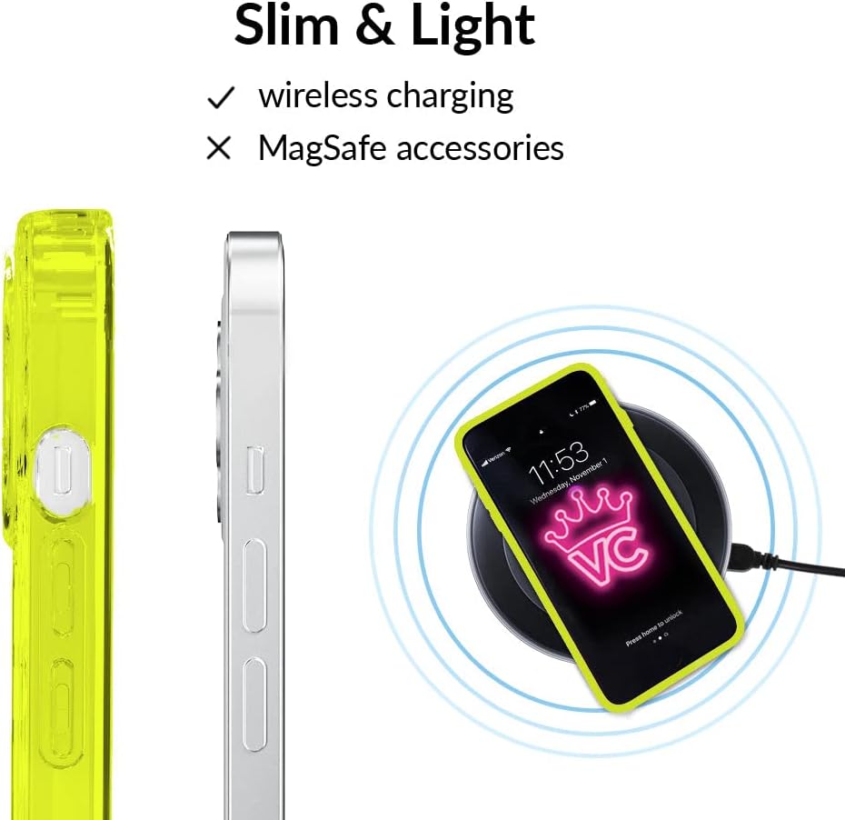 VELVET CAVIAR Clear Case for iPhone 12 / iPhone 12 Pro [8ft Drop Tested] (Neon Yellow)