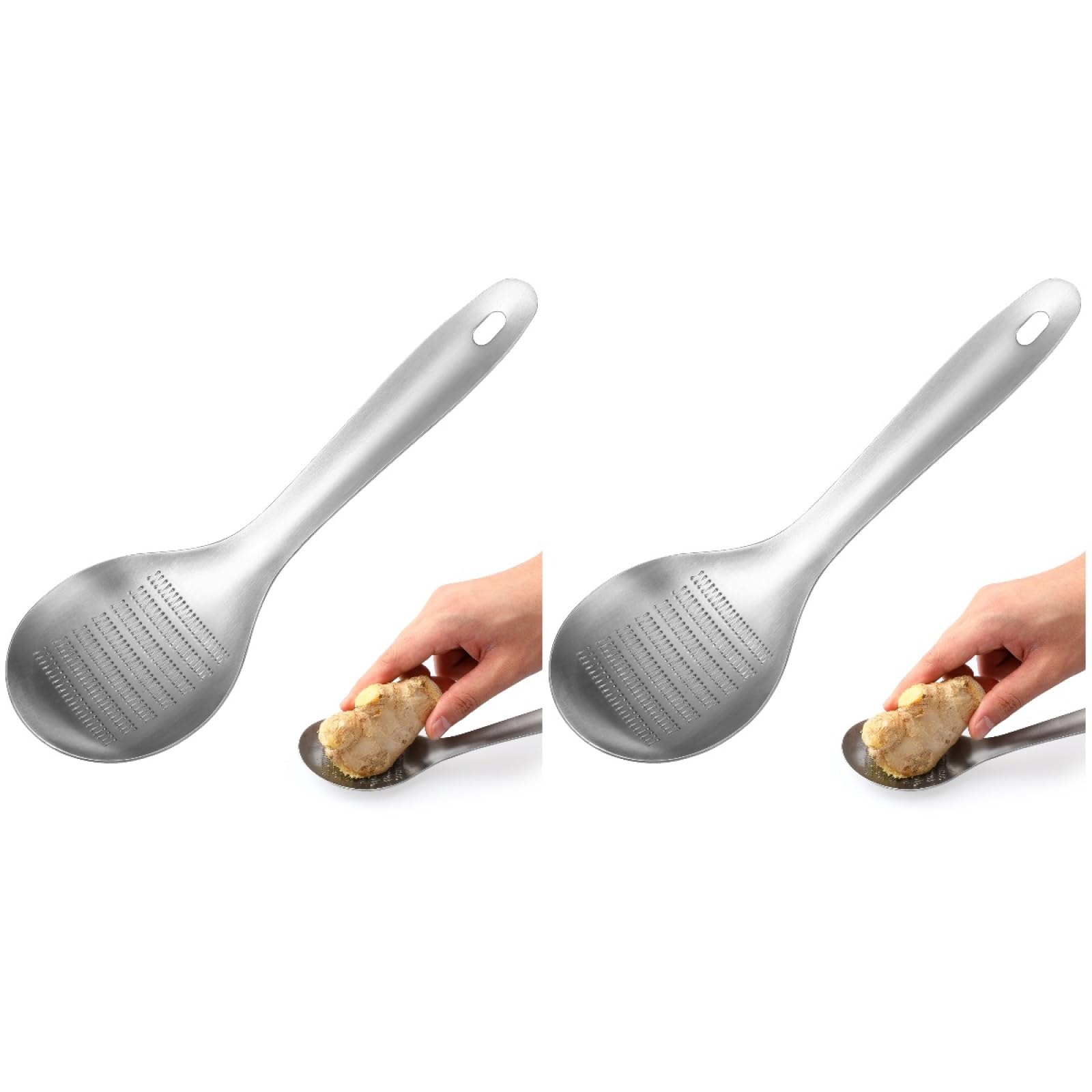 2 Pack Ginger Crusher Garlic Press Mincer Spoon Shape Stainless Steel Hand Dicer Crushing Tool Peeler Squeezer for Nuts