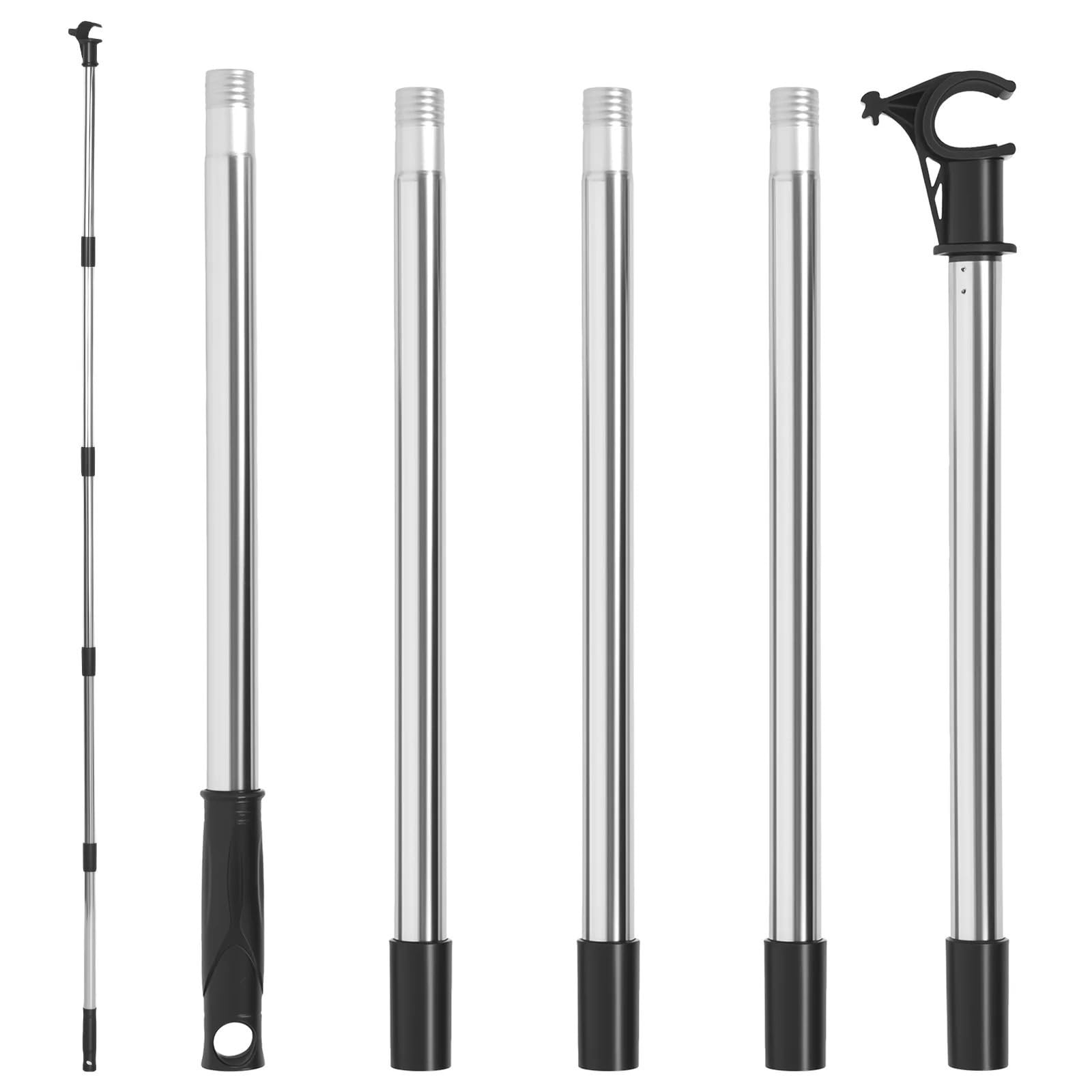 XILEUDUOD Telescopic Window Pole Rod Opener Five Section Window Pole Opener with Hook Stainless Steel Modular Skylight for Roof Blind Loft Hatch