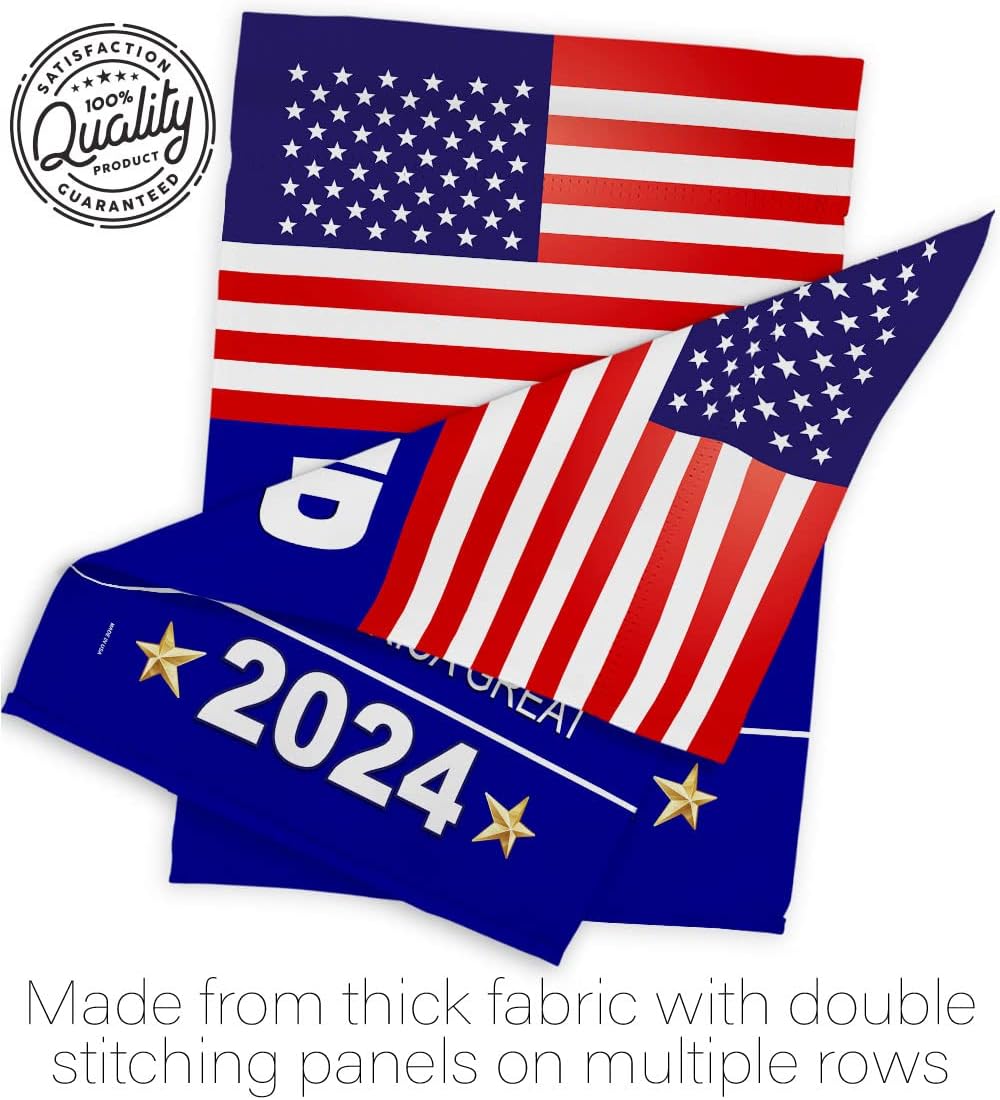 2020 President House Flag Dowel Set Patriotic Vote Election Keep America United State American Decoration Banner Small Garden Yard Gift Double-Sided, 28" x 40", Thick Fabric