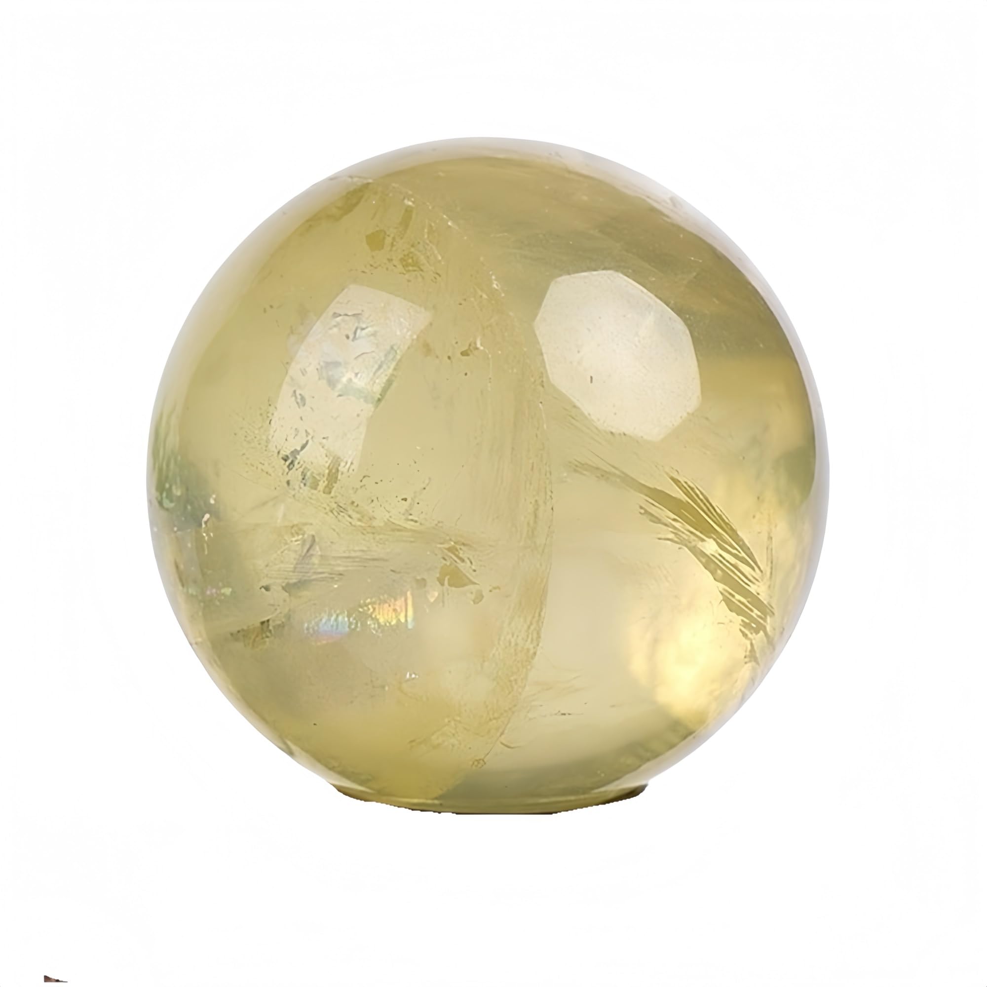 LLMWFA Decorative Ball Natural Crystal Spheres Round Sphere Balls, Tigers Eye/Citrine/White Quartz Polished Ball 1pc(Citrine,48mm)