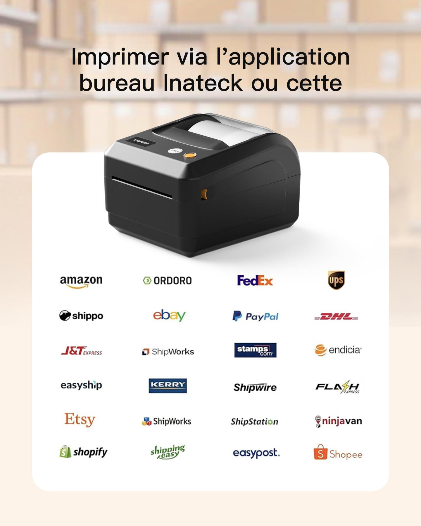 Inateck Imprimante d'étiquettes Thermiques Mobiles sans Fil 4 x 6 PR50 - Compatible iOS, Android, Windows, Noir