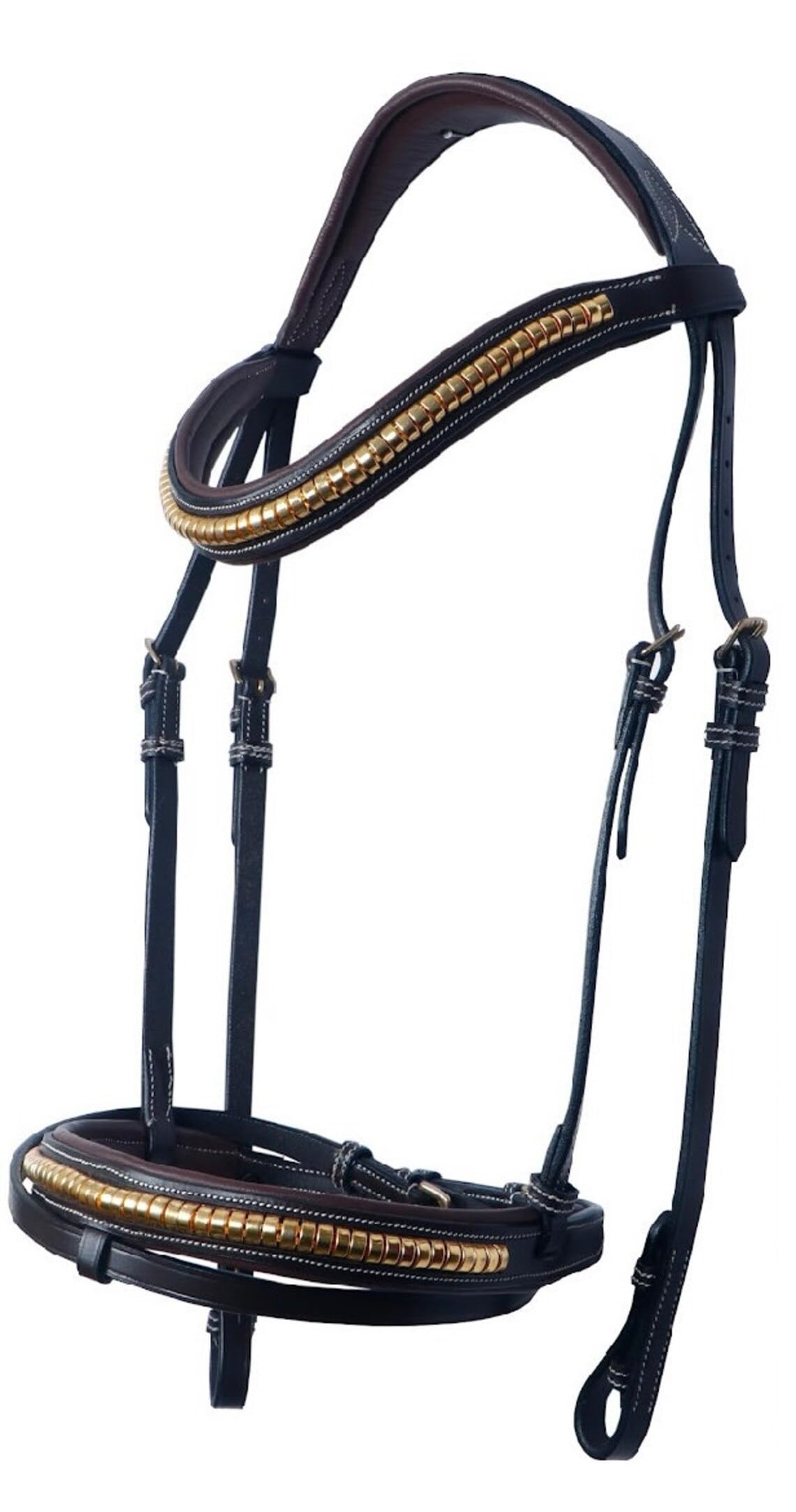 Pelle Horses Briglia con Frontalino, Nasiera e Sopratesta in Cuoio per Cavalli St-008 (Pony)